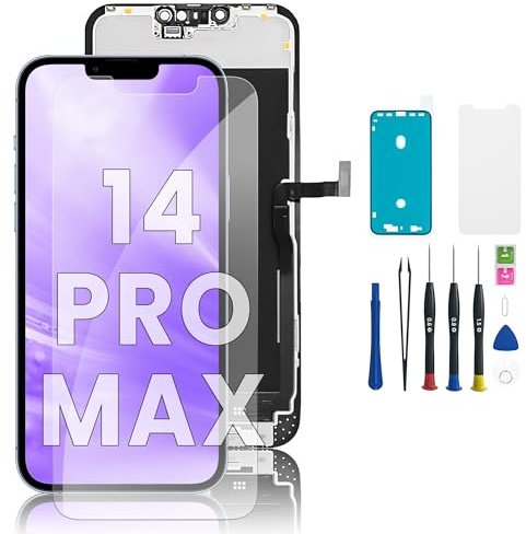 EXW for iPhone 14 Pro Max Screen Replacement HD 6.7 LCD Display and 3D Touch Digitizer Assembly with Repair Tools,Screen Protector, and True Tone for A2894, A2651, A2893, A2896, A2895
