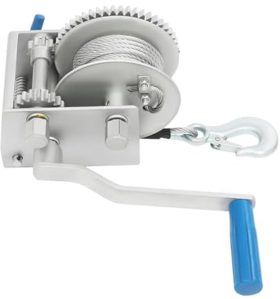 Handseilwinde 1134kg-Tragkraft mit 7m-Drahtseil Seilwinde Hand Winde Seilzug aus Stahl Drehmoment 3 Übersetzung(3:1,5:1,10:1) mit Lasthaken Handkurbel Horizontal&Vertikal für Boot,Anhänger,Industrie