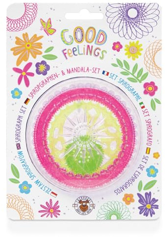 TRENDHAUS Good Feelings 964519 – Spirographes & Mandala Set de 6 pièces avec pochoirs, avec boîte de Rangement