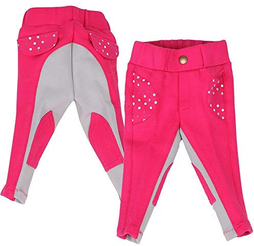 QHP Baby Reithose Junior Mickey Jodhpur - Hosenbein Kniebesatz (Fuchsia, 80)