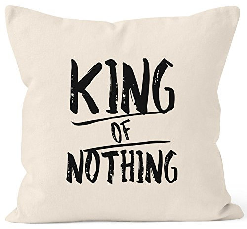 MoonWorks Kissenbezug King of Nothing Deko-Kissen 40x40 Baumwolle Natur