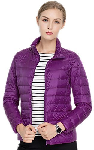 Santimon Donna Piumino Plain manica lunga Grande Scuro Viola