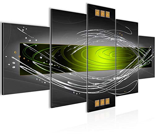 Runa Art - Bilder Abstrakt 200 x 100 cm 5 Teilig XXL Wanddekoration Design Grün Grau Schwarz 103151c