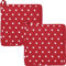 REDBEST Topflappen, Untersetzer Punkte 2er-Pack, 100% Baumwolle rot Größe 20x20 cm- hitzebeständige Wattierung, außen Robustes, glattes Gewebe (weitere Farben)