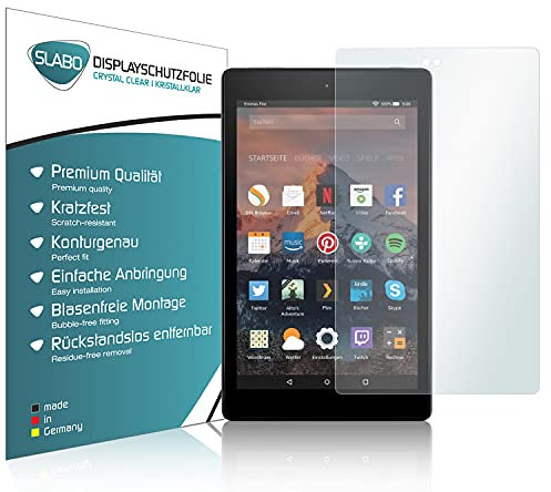 Slabo 2 x Displayschutzfolie für Amazon Fire HD 8 (7. Generation - 2017) Displayschutz Schutzfolie Folie Crystal Clear KLAR