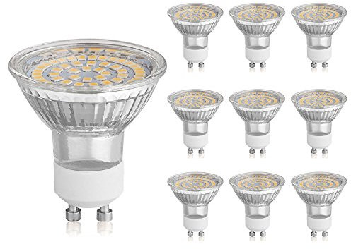 HCFEI 10x LED GU10 Leuchtmittel, Warmweiss 3000K 3W Lampe Strahler Spot 389lm, KEIN FLACKERN, AC 100-240V, SMD LED Strahler 120° Classic Glas, Ersetzt 45W Halogenlampen
