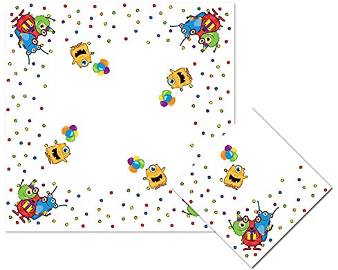 Haza 437860 Servetten Monster Party, 20st, 25 x 25 cm, Weiß