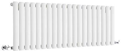 Milano Aruba White Horizontal Single Oval Panel Radiator - 400mm x 1180mm