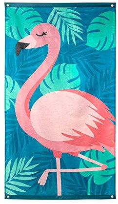 Boland 52551 - Fahne Flamingo, Größe 150 x 190 cm, Polyester, Banner, Wanddekoration, Hängedekoration, Kindergeburtstag, Beach, Party, Mottoparty, Karneval