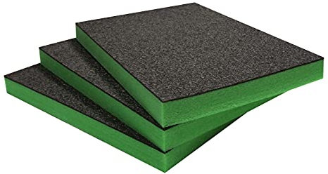 Shadow Foam Easy Peel (600mm x 420mm) | espuma personalizable para organizar cajas de herramientas (Paquete de tres (Profundidad de 50mm), Negro sobre verde)