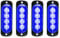 4pcs 12-24V Ultra Mince Voyant Barre D'alarme Stroboscopique d'urgence Lampe- 4 LEDS Bande lumineuse D'avertissement de Flash Camion Moto Voiture - Bleu