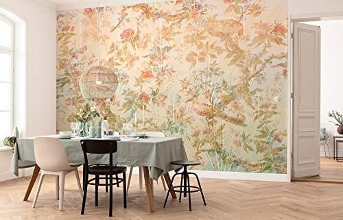 Komar Vlies Fototapete OISEAU DE PARADIS | Tapete, XXL, Dekoration, Jugendstil, Schlafzimmer, Wohnzimmer, Büro, Flur | Größe 350 x 255 cm (Breite x Höhe) | HX7-060