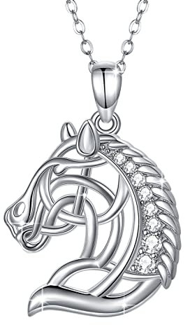 CHENGHONG Kette Pferd, Pferde Mädchen Geschenk 925 Silber Pferd Kette Mädchen Pferdekopf Anhänger Pferde Pferde Schmuck für Damen Freund Mädchen Kinder