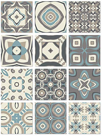 Panorama Azulejos Adhesivos Cocina Baño Pack de 72 Baldosas de 10x10cm Modelo Hidráulico Azul - Revestimiento de Paredes - Cenefas Adhesivas