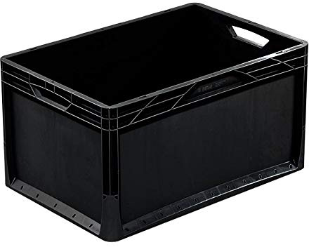 Allpax Euronorm Stapelbehälter ECO (schwarz) - 600 x 400 x 320 mm - Handgriffe offen - 66 Liter - stapelbar, recyclebar - Verschiedene Ausführungen und Größen