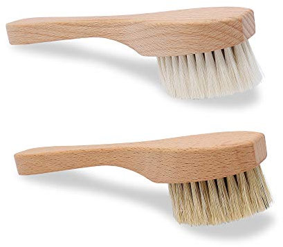 WALDKRAFT Gesichtsbürste Black Forest | schonende Massage- und Reinigungsbürste aus Buchenholz | Made in Germany (2 Stück,Set: Ziegenhaar + Naturborsten)