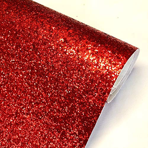 Chunky Glitter Fabric Sparkly A4 A5 Vinyl Faux Leather Craft Bag Wall Decor Bow (Red, A5 Sheet)