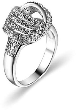 Banemi Ring Band Zirkonia, Lustige Ringe Damen Versilberter Weiß Runden Damen Verlobungsring Größe 62 (19.7)