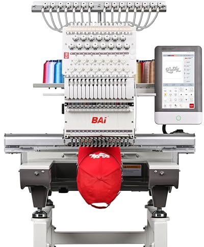 BAi The Mirror Stickmaschine, 20 x 14 Zoll Stickbereich mit 15 Nadeln, 1200 Stiche pro Minute, kommerzielle Mehrnadel-Stickmaschine für Kleidung, WLAN verfügbar, 10 Zoll Touchscreen