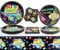 Hegbolke 80s Party Supplies - 122 Pcs Plates, Napkins, Tablecloth Set for Back to the 80s Party Decorations - Serves 40