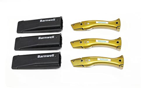 Barnwell Pack of 3 Candy Gold Dolphin Delphin Carpet Fitters Work Trimming Fixed Knives Knife and Holster NO Blades