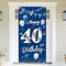 40.Geburtstag Banner Blau Silber,BTZO 40.Geburtstag Dekoration,Deko 40.Geburtstagsfeier,Banner 40 Geburtstag,40 Geburtstag Poster Hintergrund Banner für 40 Männer und Frauen Party Geburtstagsdeko