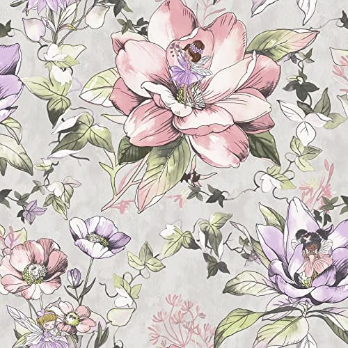 Holden Floral Fairies Wallpaper Colourful Flowers - Grey/Pink 13212
