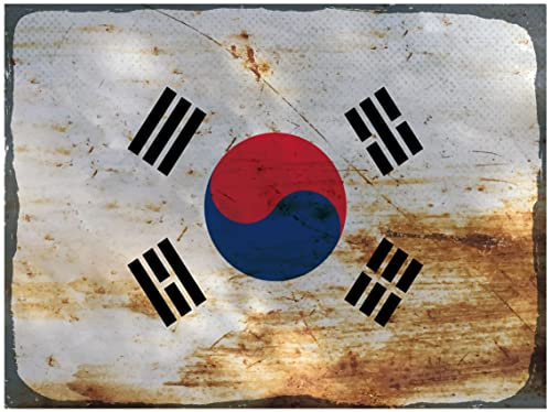 Blechschild 20x30cm gewölbt Südkorea Flag South Korea Rost Deko Geschenk Schild