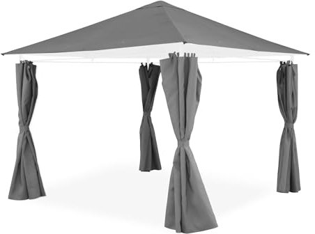 Alice's Garden - Ensemble Complet Toile de Toit et Rideaux Grise pour Tonnelle 3x3m Elusa - Toile de Rechange pour Pergola