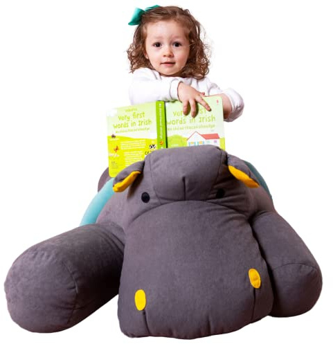 Elephant Living - Kindersitzsack Herbie das Nilpferd - Hochwertiges Bodenkissen fürs Spiel- oder Kinderzimmer - aus kuscheligem Samt-/Polyestermaterial - der süße Begleiter für Ihren Nachwuchs!
