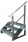 Kaminbau Mierzwa Premium Treppe Freistehend 3 Stufen Geländer Rechts (Breite 1000 mm) (Höhe 57cm) Wetterfest Gitterroststufe Gartentreppe