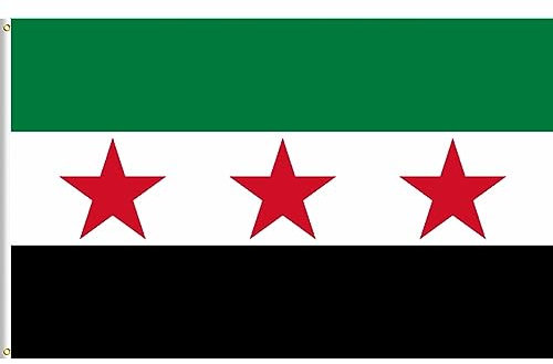 Lixure Flagge Syriens 90x150cm Syrischen Fahne -Polyester, Digitaldruck, lebendige Farbe, lichtbeständig, doppelt genäht, mit Messingösen für Garten Innen- Außenbereich