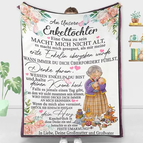 ACCZ Personalisierte Geschenke Decke An unsere Enkelin von Großeltern, Deutsche Oma und Opa für Enkelin Briefdecke, Witziges Geburtstagsgeschenk für Meine Enkelin, 18 Geburtstag Mädchen