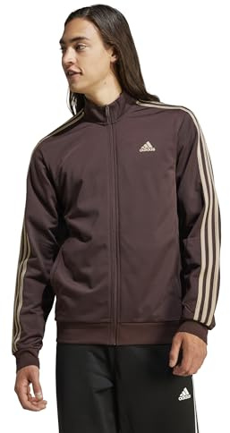 adidas Herren Essentials Warm-up 3-Stripes Track Jacket Sweatshirt, Braun, verschiedenen Nuancen, XS