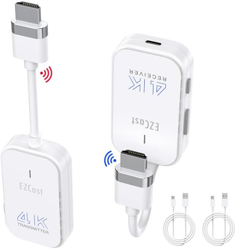 Émetteur et récepteur HDMI sans fil 4k, kit d'extension sans fil 98 pieds/30 m, diffusez de la vidéo et de l'audio depuis un ordinateur portable, ou un appareil photo vers un téléviseur, un projecteur