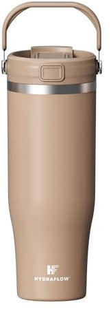 HYDRAFLOW 40 oz Travel Tumbler – Insulated, Stainless Steel, Leakproof, Ideal for Coffee, Tea, and Cold Drinks - Clay