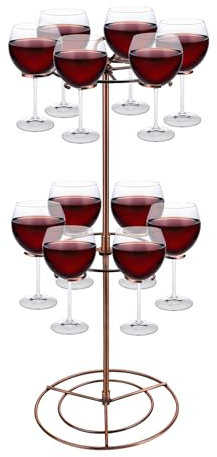 NQEUEPN Tour à Champagne, 2 Niveaux 12 Supports Porte-Verre à Champagne Métal Support d'Arbre à Cocktail Étagères pour Verres à Vin Support pour Boissons Cocktails Margarita Fête au Bar Présentoir