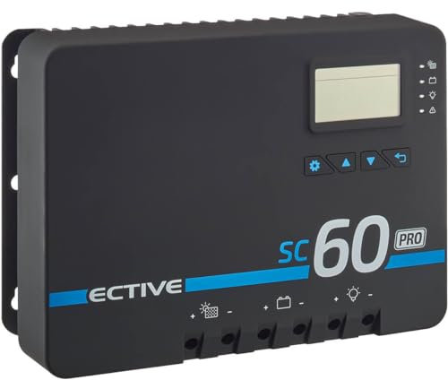 ECTIVE - Laderegler Solar 12/24/36/48 Volt SC 60 PRO - MPPT Solar-Laderegler 60A 150V mit Bluetooth – Solarladeregler Ladegerät für sämtliche Batterien - Solar Charge Controller ECE R10 Zertifiziert
