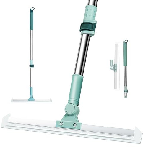 Uixxducc 52cm Wasserschieber Bodenabzieher Duschabzieher, Abzieher Boden mit Teleskopisch Stiel(74-120cm), Wasserabzieher, Fensterabzieher für Holz, Glas, Beton, Fliesen Dusche, WC