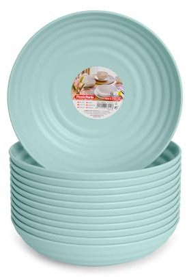 Juego de 12 Platos de Plástico Duro Classic Reutilizables e Irrompibles para Fiestas y Eventos (Verde, Semi-hondos 19 cm)