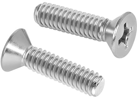 Lot de 50 boulons à vis à métaux à tête fraisée plate #10-24 x 1, filetage complet, acier inoxydable 304