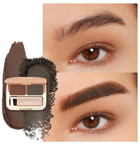 Oulac Augenbrauen Palette 2 in 1-Wasserfester Augenbrauen Gel Langanhaltende Augenbrauenpuder,Auffüllenden Fasern für Dichter Wirkende Farbe langanhaltendes Ergebnis mit Pinsel Spiegel, Brunette