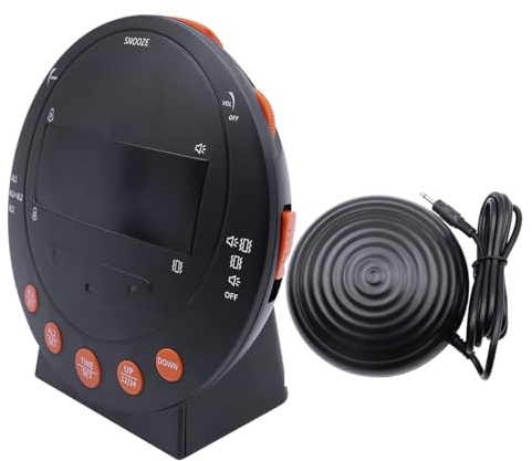 Sarini Extreme Powerful Vibration Alarm Clock, Extra Loud Alarm for Heavy Sleeper/Deaf/Hearing Impaired, Extra Large Display for Elderly with Dual Alarm
