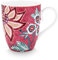 Pip Studio 6er-Set große Tassen mit Blumen- und Mustermotiv in Dunkelpink, 100% Porzellan, Handwäsche empfohlen