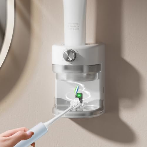 Automatic Electric Toothpaste Dispenser - Adjustable Volume, Wall Mounted for Kids & Adults (White)