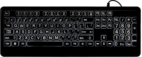 Clavier Filaire 104 Touches, Caractères Plus Grands, Clavier Silencieux, Clavier Filaire à Gros Caractères pour Les Personnes âgées et Les Myopes