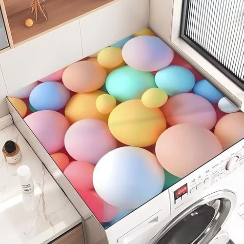 Highdi Housse de Protection pour Machine à Laver Top, Pierres Colorées Coussin de Machine à Laver Antidérapant Housse de Machine à Laver Ou Sèche-Linge (30 * 40cm,Boule colorée)