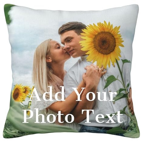 LMQJDZ Coussin Photo Personnalisée, Coussin Décoratif Personnalisé Impression Recto Verso avec Image Texte Nom, pour Anniversaire, Noël, Décoration Chambre, Cadeaux Commémoratifs Familiaux, 40x40cm