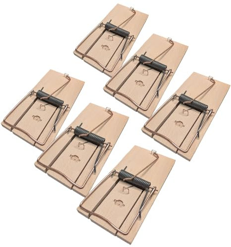 com-four® 6X Rattenfalle aus Holz – Schlagfalle für effektive Schädlingsbekämpfung - Wiederverwendbare Schnappfalle mit hoher Schlagkraft (Rattenfalle 6 Stück)
