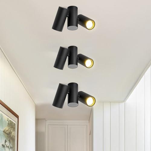 Lichtmaler Deckenstrahler 2 Flammig Schwarz Deckenspots - 3ER Metall Deckenlampe GU10 Modern Schwenkbar 180° Innen Deckenleuchte MAX.25W für Wohnzimmer Flur Schlafzimmer Küche (ohne Leuchtmittel)